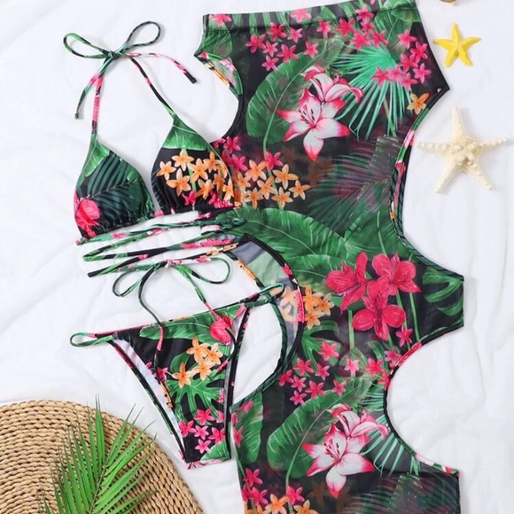 3-PC Tropical Bikini Set - Picture 5 of 5